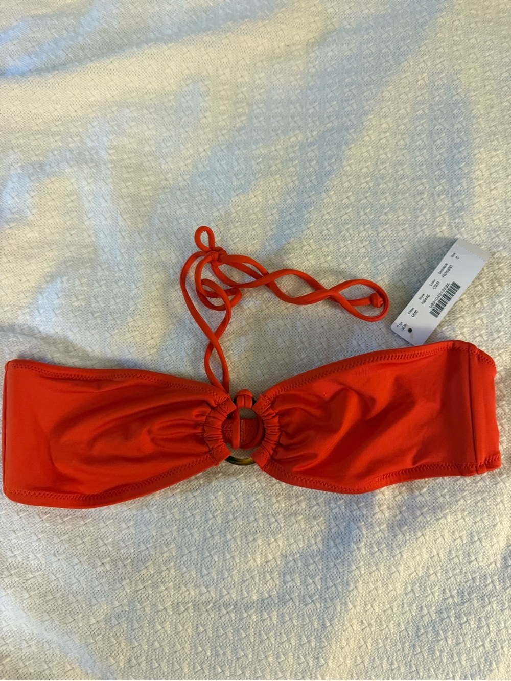 Orange Bandeau Bikini Top with Central Ring
